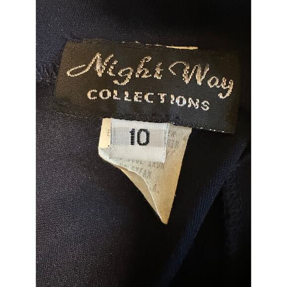 Vintage Night Way Size 10 Dress 90s Y2k Navy Floral Daisy Shimmering Gown Formal - Picture 12 of 12